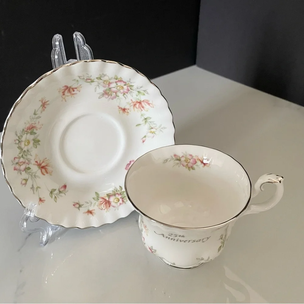 25th Anniversary Floral Cup & Saucer by Royal Albert